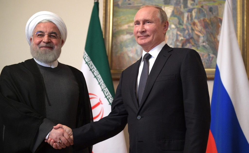 Iranian President Hassan Rouhani and Russian President Vladimir Putin