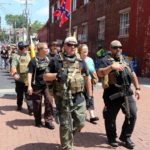 Paramilitary group at an alt-right rally