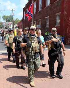 Paramilitary group at an alt-right rally