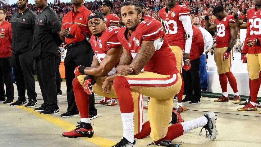 Colin Kaepernick took a knee to protest police brutality.