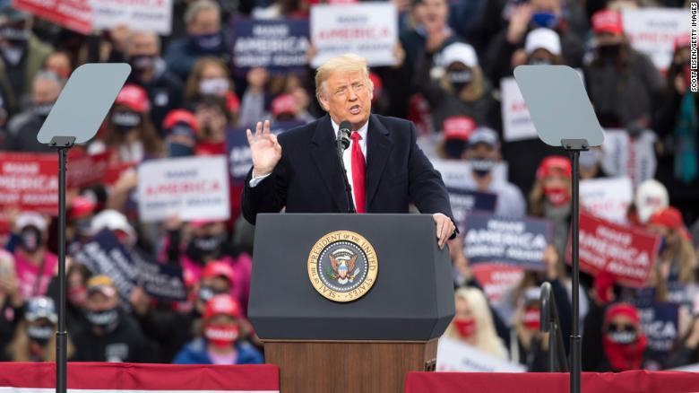 President Trump speaking at a rally